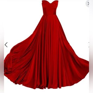 NWT ANGELIKA JOZEFCZYK Red Satin Corset Evening Gown Sz 8